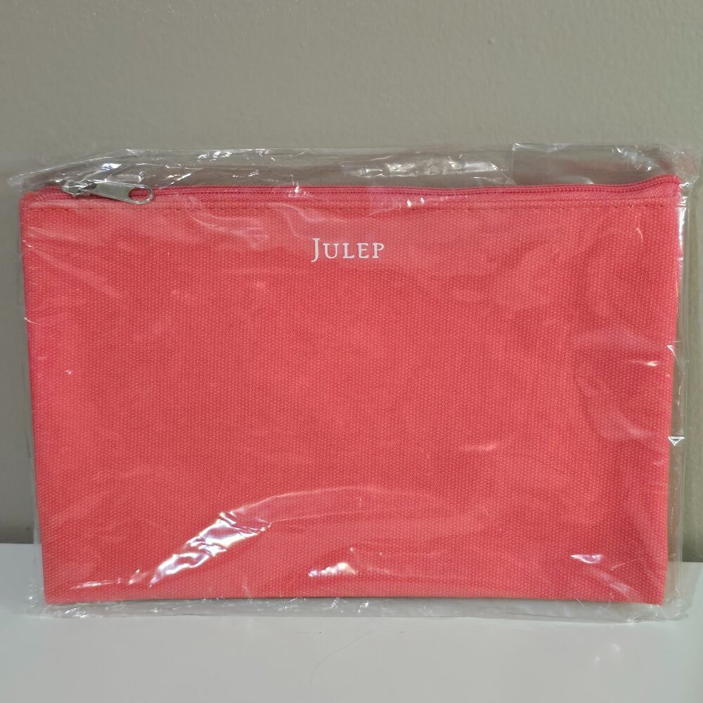 Julep Coral Canvas Pouch Make Up Cosmetic Bag